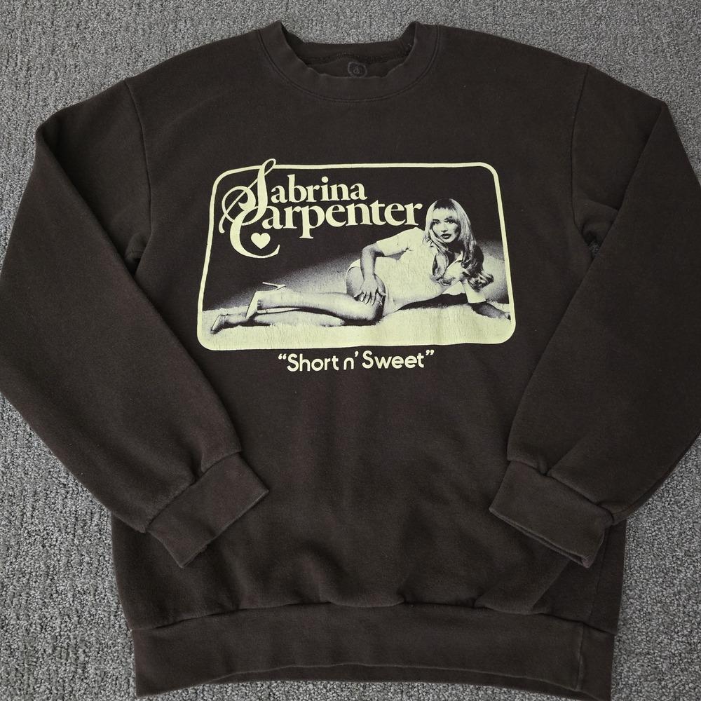 Sabrina Carpenter Short n' Sweet Brown Concert Tour Crewneck Sweatshirt Small